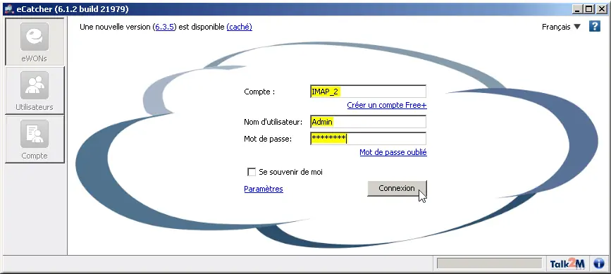 Ouverture de session Talk2M